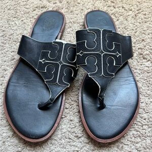 Tory Burch Black Leather Sandals Size 8.5